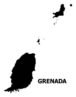 Adı ile Grenada Adaları Vektör Düz Haritası