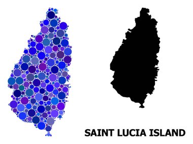 Saint Lucia Adası Mavi Yuvarlak Nokta Mozaik Haritası