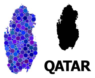 Mavi Yuvarlak Nokta Mozaik Katar Haritası