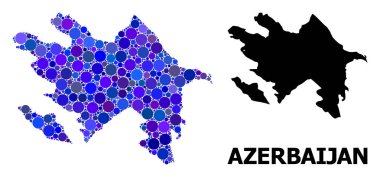 Mavi Yuvarlak Nokta Mozaik Azerbaycan Haritası