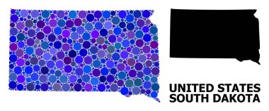 Güney Dakota Eyaleti Mavi Daire Mozaik Haritası