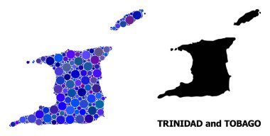 Mavi Yuvarlak Nokta Mozaik Trinidad ve Tobago Haritası