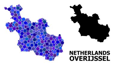 Overijssel Eyaleti Mavi Yuvarlak Nokta Mozaik Haritası
