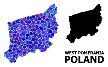 Mavi Yuvarlak Nokta Mozaik Haritası Batı Pomeranya Eyaleti