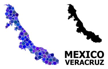 Veracruz Eyaleti Mavi Yuvarlak Nokta Mozaik Haritası