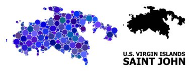 Saint John Adası Mavi Yuvarlak Nokta Mozaik Haritası