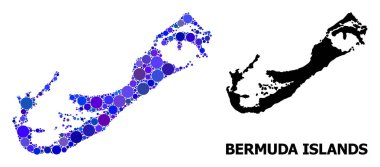 Bermuda Adaları Mavi Yuvarlak Nokta Mozaik Haritası