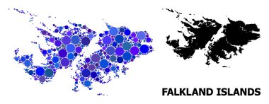 Falkland Adaları Mavi Yuvarlak Nokta Mozaik Haritası