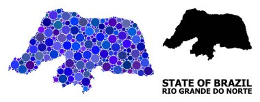 Rio Grande Do Norte State Mavi Yuvarlak Nokta Mozaik Haritası