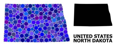 Kuzey Dakota Eyaleti Mavi Daire Mozaik Haritası