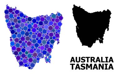 Tazmanya Adası Mavi Daire Mozaik Haritası