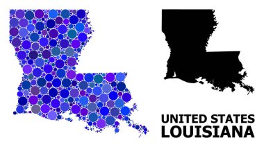 Louisiana Eyaleti Mavi Daire Mozaik Haritası