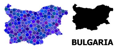 Mavi Yuvarlak Nokta Mozaik Bulgaristan Haritası