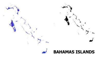 Bahamaadaları Mavi Yuvarlak Nokta Mozaik Haritası