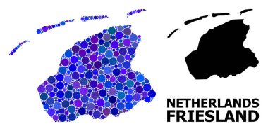 Mavi Yuvarlak Nokta Mozaik Friesland İl Haritası