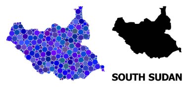Güney Sudan Mavi Yuvarlak Nokta Mozaik Haritası