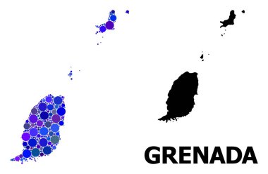 Grenada Adaları Mavi Daire Mozaik Haritası