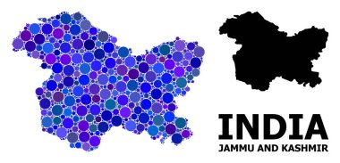 Jammu ve Keşmir Eyaleti Mavi Daire Mozaik Haritası
