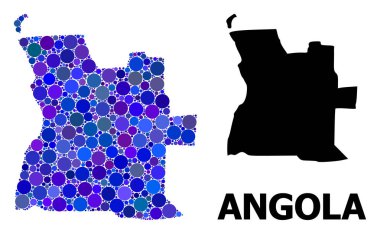 Mavi Yuvarlak Nokta Mozaik Angola Haritası