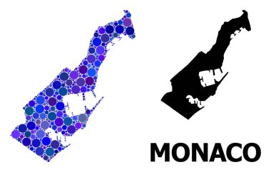 Monako Mavi Yuvarlak Nokta Mozaik Haritası