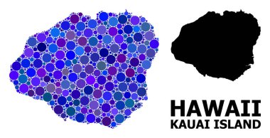 Mavi Yuvarlak Nokta Mozaik Haritası Kauai Adası
