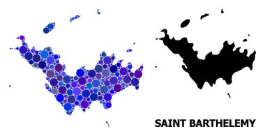 Saint Bartolemy Mavi Daire Mozaik Haritası