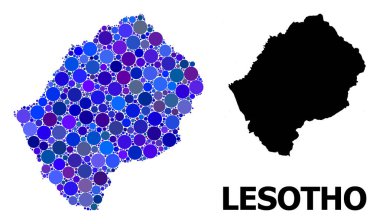 Mavi Daire Mozaik Lesotho Haritası