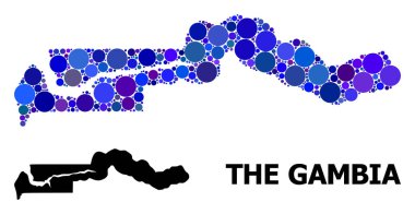 Gambiya Mavi Yuvarlak Nokta Mozaik Haritası