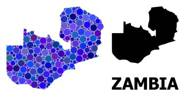 Zambiya Mavi Yuvarlak Nokta Mozaik Haritası