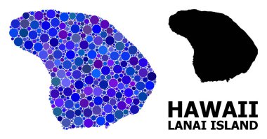 Lanai Adası Mavi Yuvarlak Nokta Mozaik Haritası