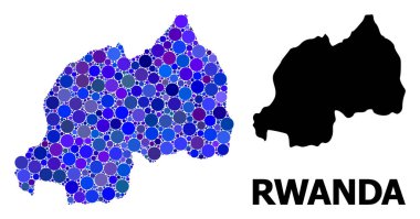 Ruanda Mavi Yuvarlak Nokta Mozaik Haritası