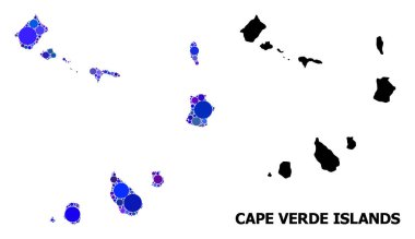 Cape Verde Adaları Mavi Daire Mozaik Haritası