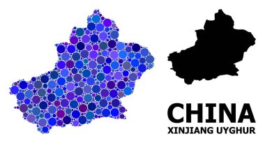 Sincan Uygur Bölgesi Mavi Yuvarlak Nokta Mozaik Haritası