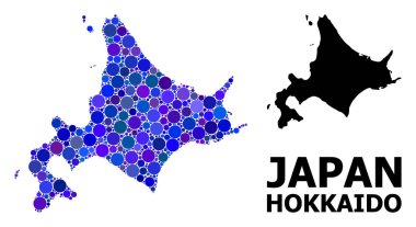 Hokkaido Adası Mavi Daire Mozaik Haritası
