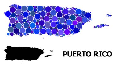 Porto Riko Mavi Yuvarlak Nokta Mozaik Haritası