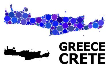 Girit Adası Mavi Daire Mozaik Haritası