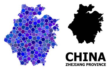 Zhejiang Eyaleti Mavi Yuvarlak Nokta Mozaik Haritası