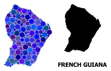 Fransız Guyanası Mavi Daire Mozaik Haritası