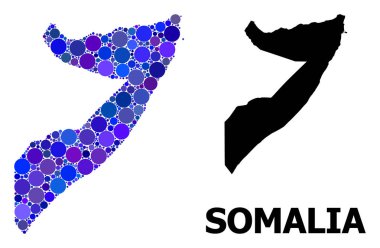 Mavi Yuvarlak Nokta Mozaik Somali Haritası