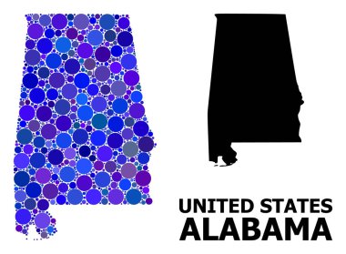 Mavi Daire Mozaik Haritası Alabama Eyaleti
