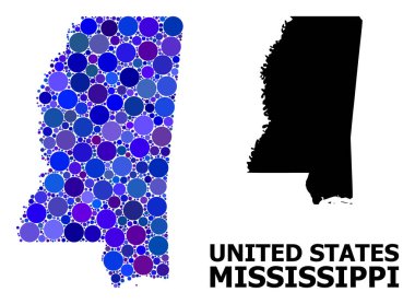 Mississippi Eyaleti Mavi Yuvarlak Nokta Mozaik Haritası