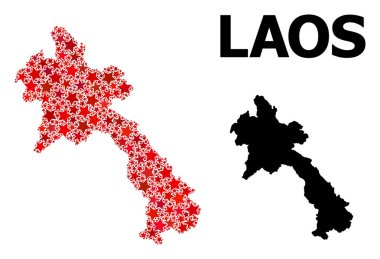 Laos Kırmızı Yıldızlı Mozaik Haritası