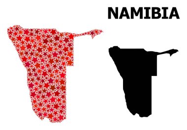 Namibya Kırmızı Yıldızlı Desen Haritası