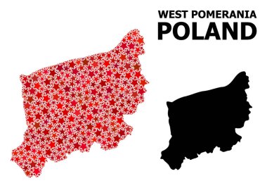 Batı Pomeranya Eyaleti Kırmızı Yıldızlı Mozaik Haritası