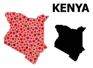 Kenya Kırmızı Yıldızlı Mozaik Haritası