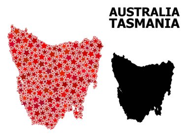 Tazmanya Adası Kızıl Yıldızlı Mozaik Haritası