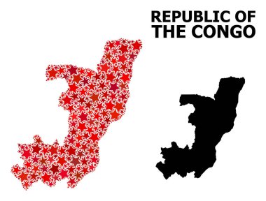 Kongo Cumhuriyeti Kırmızı Yıldızlı Desen Haritası