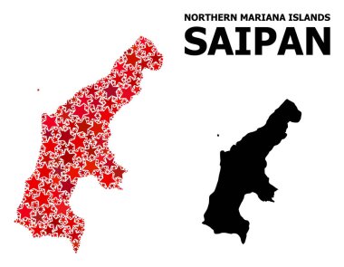 Saipan Adası Kızılyıldız Desen Haritası