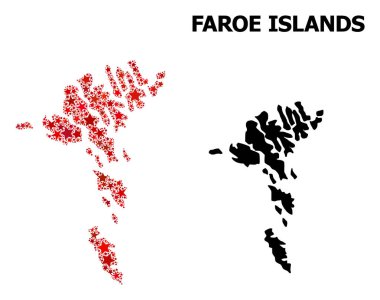 Faroe Adaları Kırmızı Yıldızlı Desen Haritası