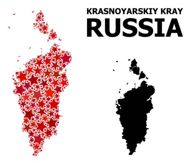 Krasnoyarskiy Kray Kırmızı Yıldızlı Desen Haritası
